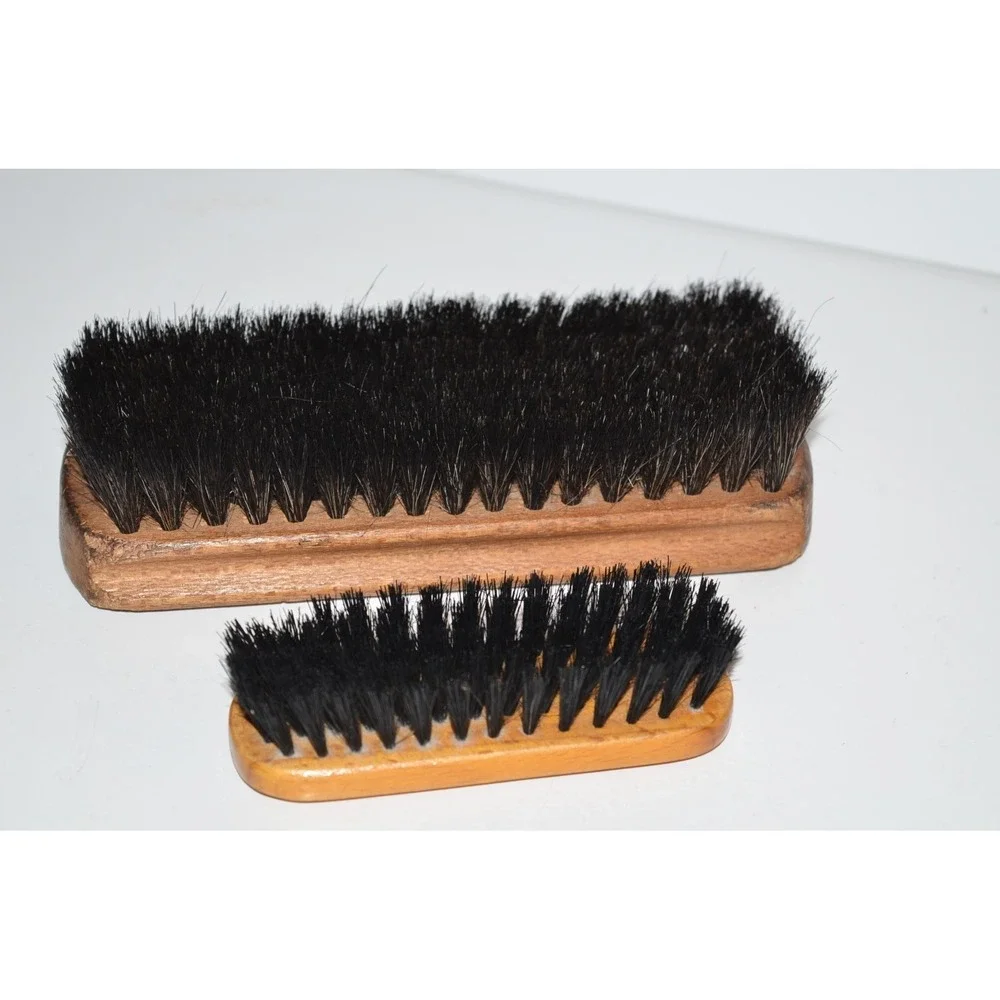 Vtg OXCO Horse Hair Shoe Shine Brush Wood Wooden USA+ Germany brush 2pc